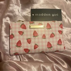 Madden Girl Pink Gingham Strawberry Wallet
